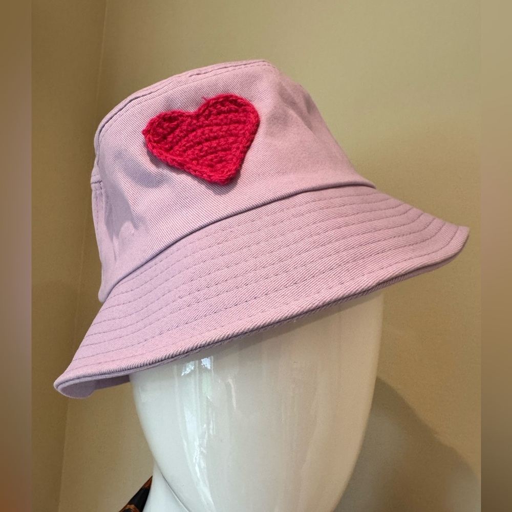 Purple Bucket Hat with Pink Heart Accent